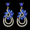 Ocean Blue Rhinestone Big Sapphire Drop Earrings