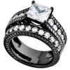 White Sapphire Retro Black Ring Set