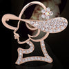 Lovely Pink Lady Crystal Pin Brooch